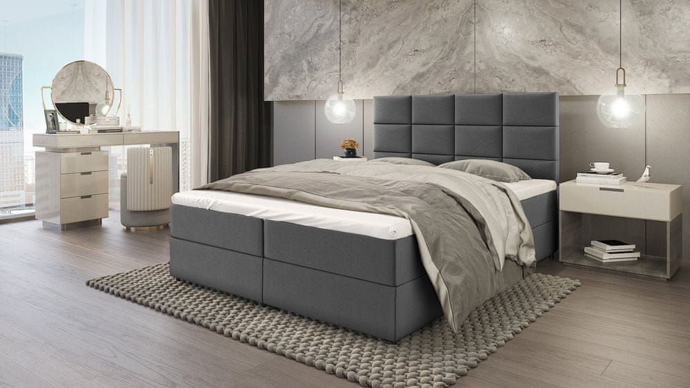 Veneti Kontinentálna posteľ GIRA - 160x200, šedá