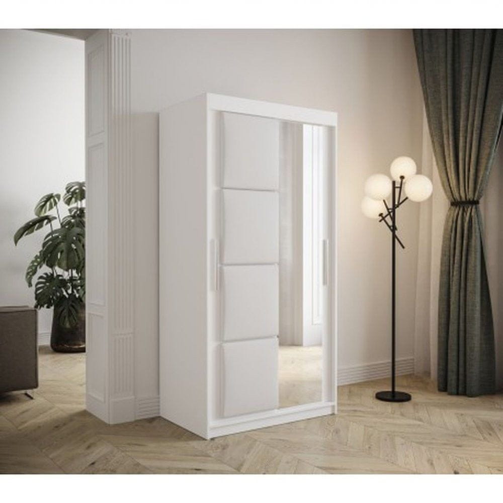 Veneti Šatníková skriňa s posuvnými dverami 100 cm TALIA - biela