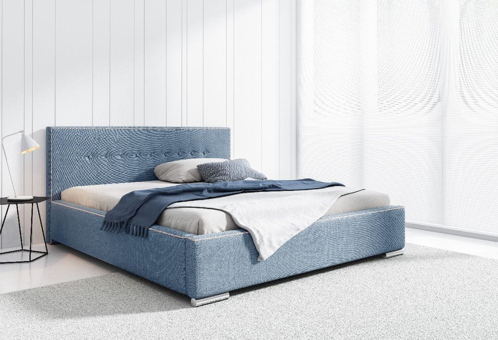 Veneti Čalúnená posteľ Ingrid s úložným priestorom tmavo modrá 160 x 200