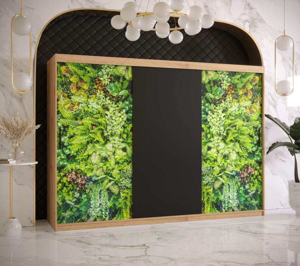 Veneti Šatníková skriňa s posuvnými dverami MAYA 1 - šírka 250 cm, dub artisan / čierna