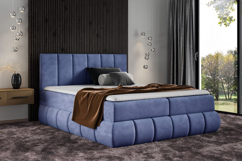 Veneti Dizajnová čalúnená posteľ 120x200 VENY - modrá + topper ZDARMA