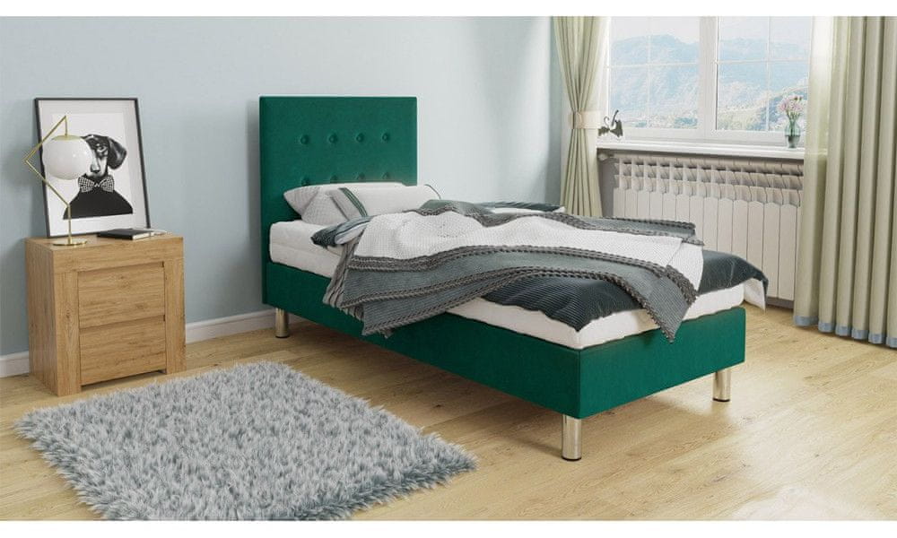 Veneti Čalúnená jednolôžková posteľ 80x200 NECHLIN 3 - zelená