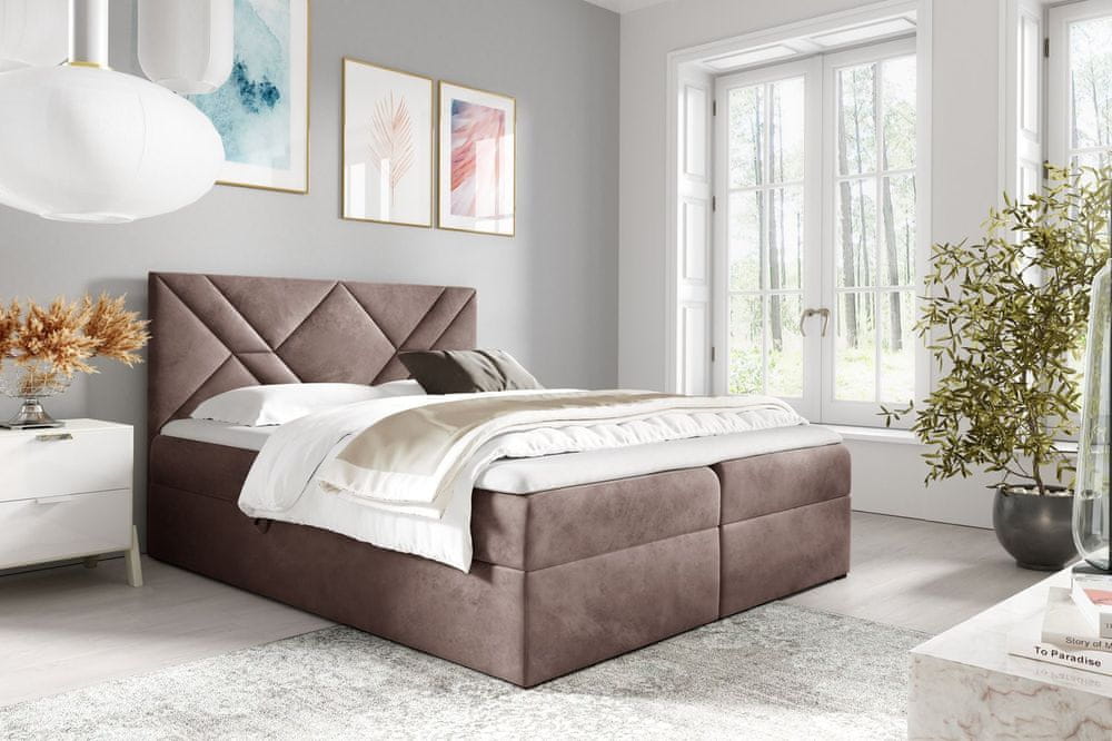Veneti Boxspringová posteľ ASKOT - 160x200, hnedá 2 + topper ZDARMA