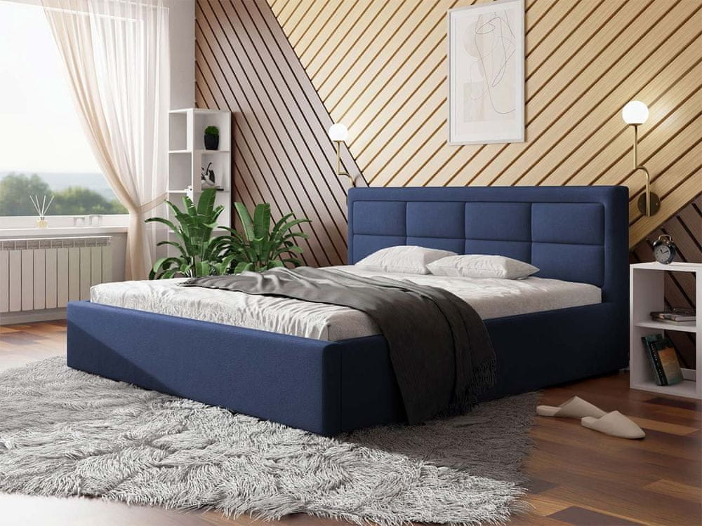 Veneti Manželská posteľ s úložným priestorom a roštom 180x200 PALIGEN 2 - tmavá modrá