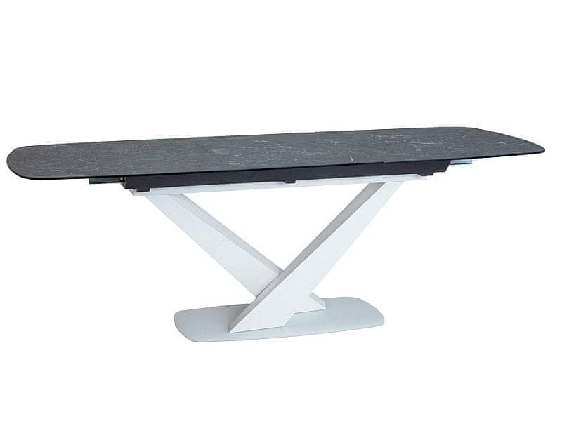 Veneti Rozkladací jedálenský stôl DASTAN 2 - 160x90, čierny mramor / matný biely