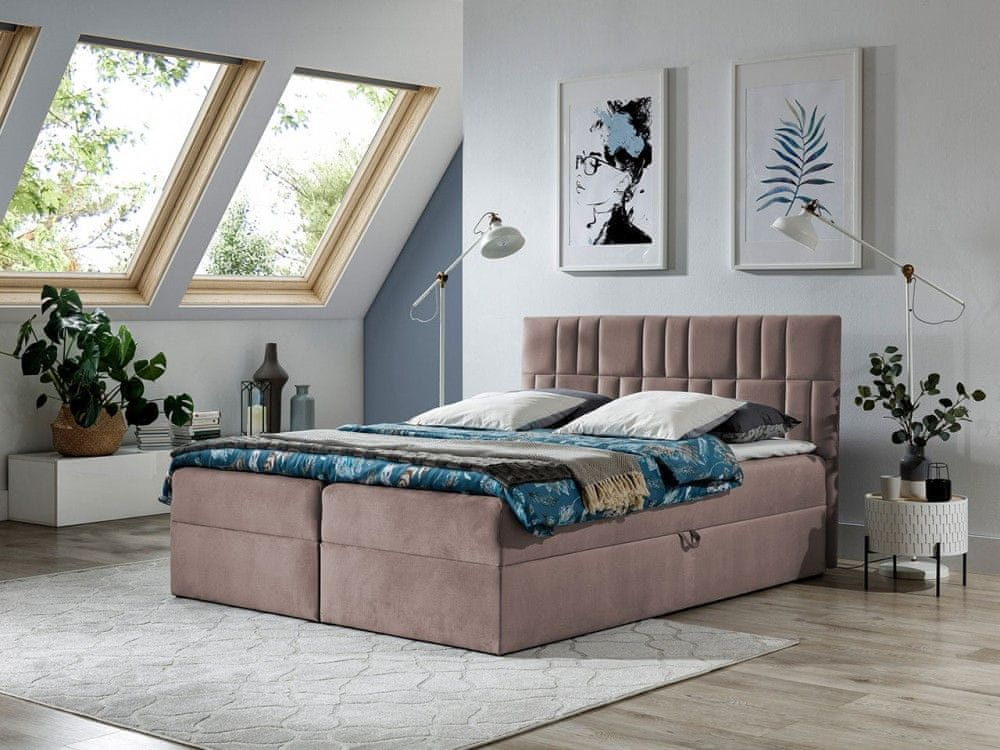 Veneti Americká manželská posteľ 160x200 TOMASA 3 - ružová + topper ZDARMA