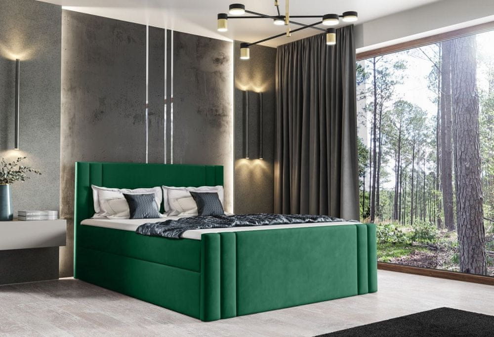 Veneti Boxspringová posteľ CELESTA - 200x200, zelená + topper ZDARMA