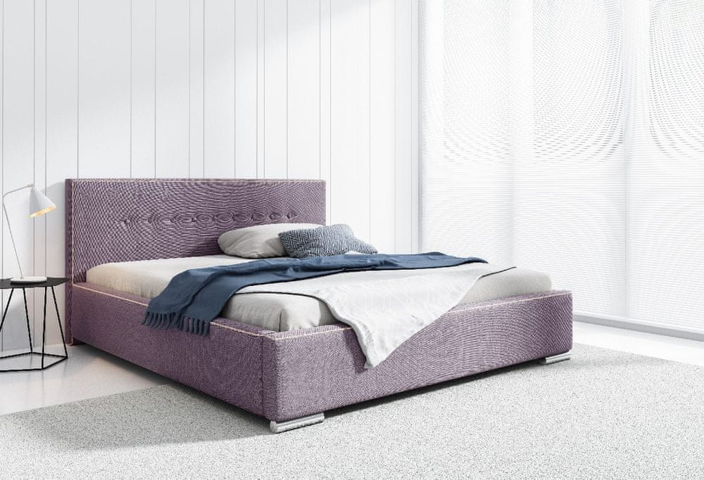 Veneti Čalúnená posteľ Ingrid s úložným priestorom fialová 200 x 200