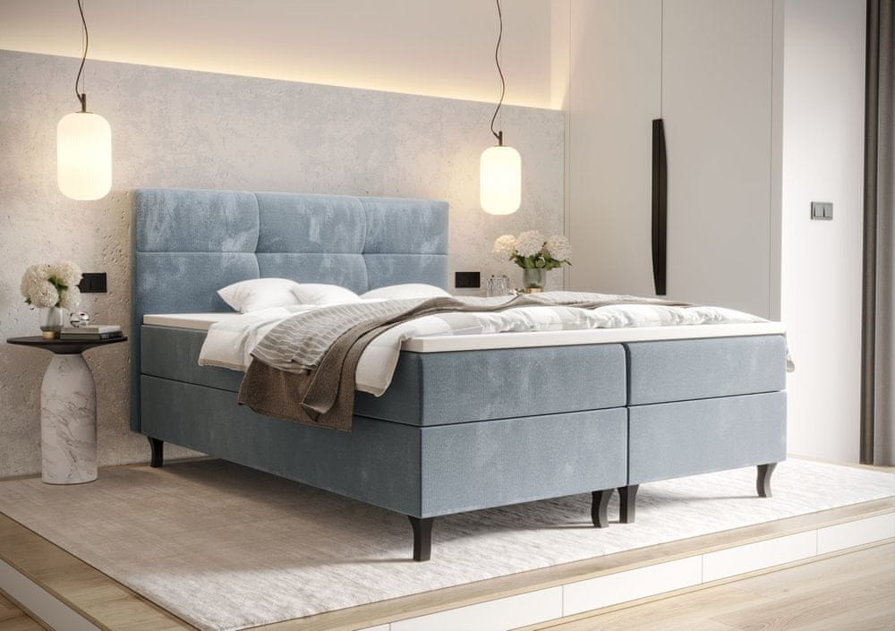 Veneti Americká posteľ s vysokým čelom DORINA - 160x200, modrá