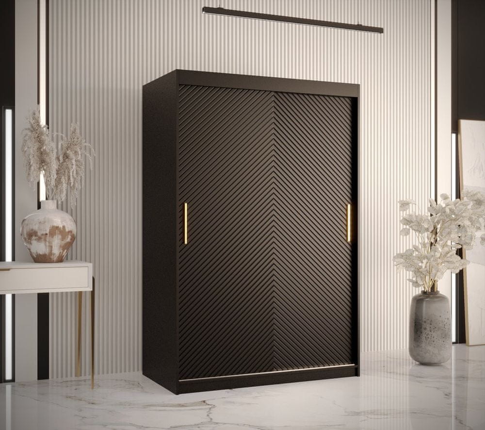 Veneti Skriňa s posuvnými dverami PAOLA - šírka 120 cm, čierna