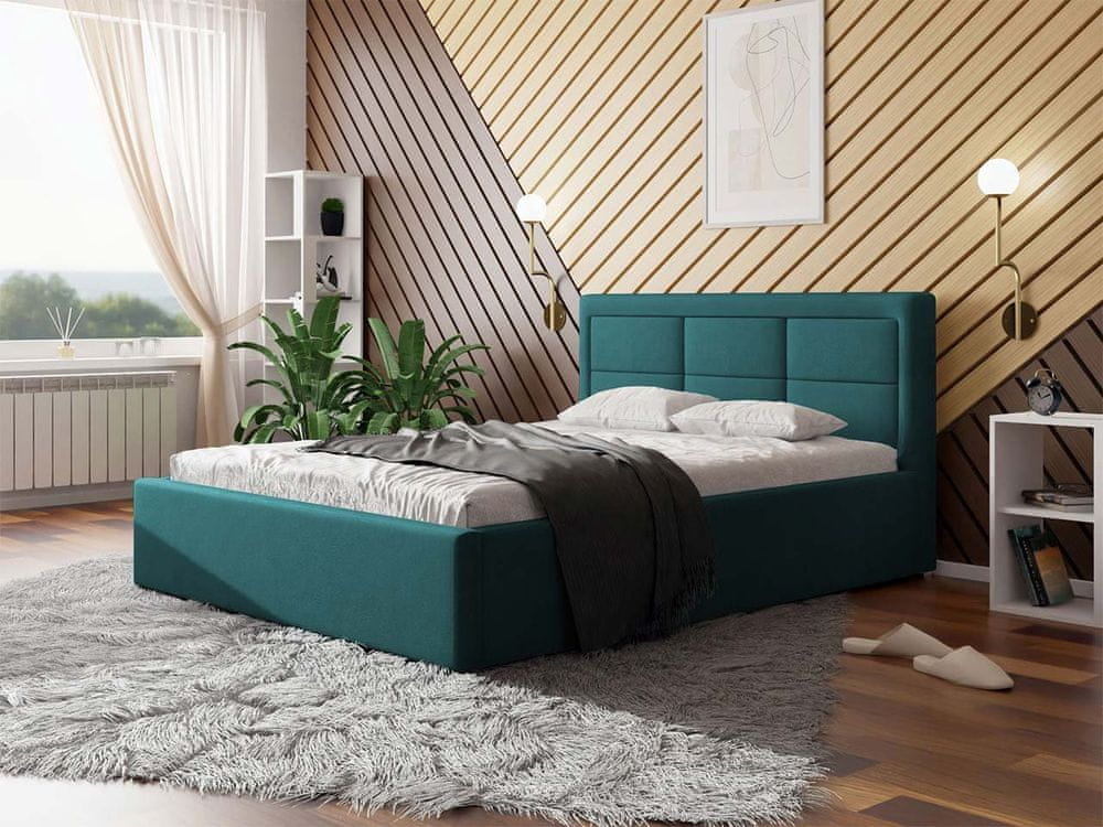 Veneti Jednolôžková posteľ s úložným priestorom a roštom 120x200 PALIGEN 2 - modrá