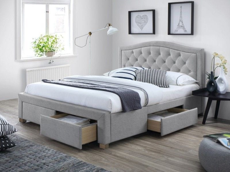 Veneti Čalúnená manželská posteľ OKSANA - 180x200 cm, šedá