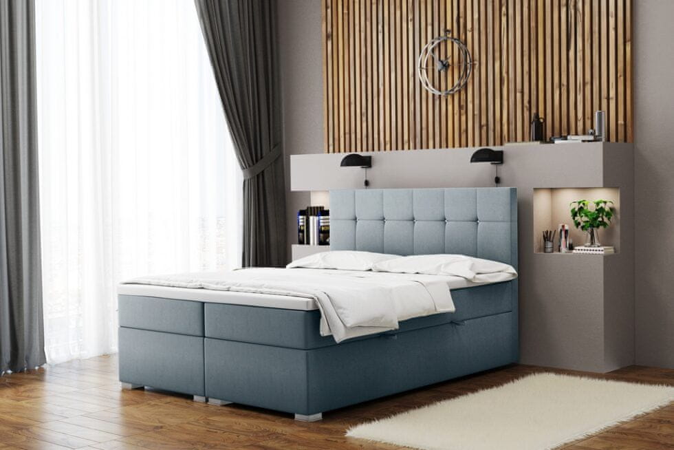 Veneti Pohodlná manželská posteľ SILVIE 180x200 - svetlosivá