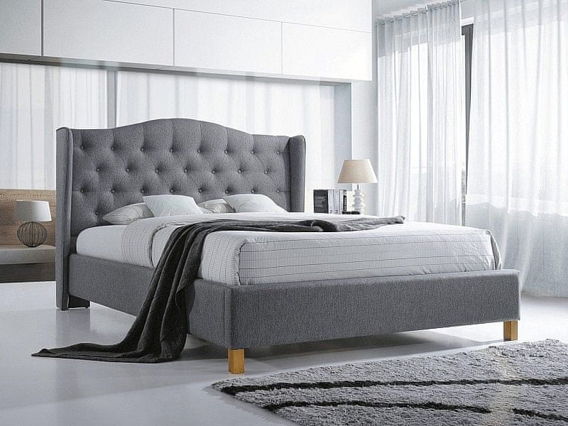 Veneti Čalúnená manželská posteľ LUDVINA 1 - 160x200 cm, šedá
