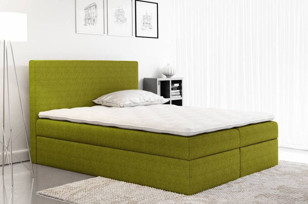 Veneti Boxspringová čalúnená posteľ Ella zelená 160 + Topper zdarma