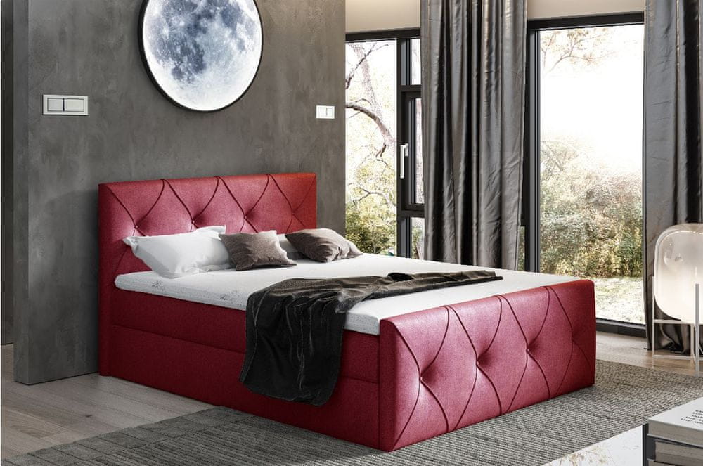 Veneti Kontinentálna posteľ 200x200 CARMEN LUX - červená 2 + topper ZDARMA