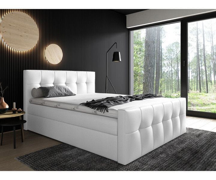 Veneti Čalúnená posteľ Maxim 120x200, biela eko koža + TOPPER
