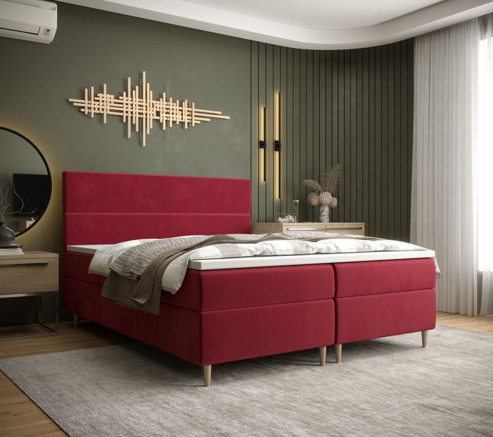 Veneti Kontinentálna manželská posteľ ANGELES - 180x200, červená