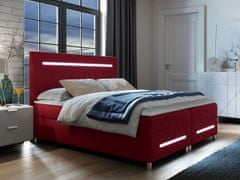 Veneti Boxspringová manželská posteľ 160x200 MARIELA - červená + topper a LED osvetlenie ZDARMA