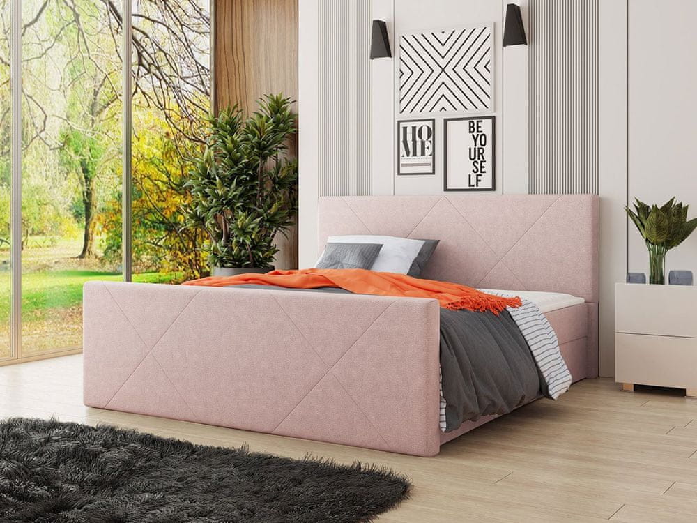 Veneti Americká posteľ s úložným priestorom 180x200 RANON 4 - ružová + topper ZDARMA