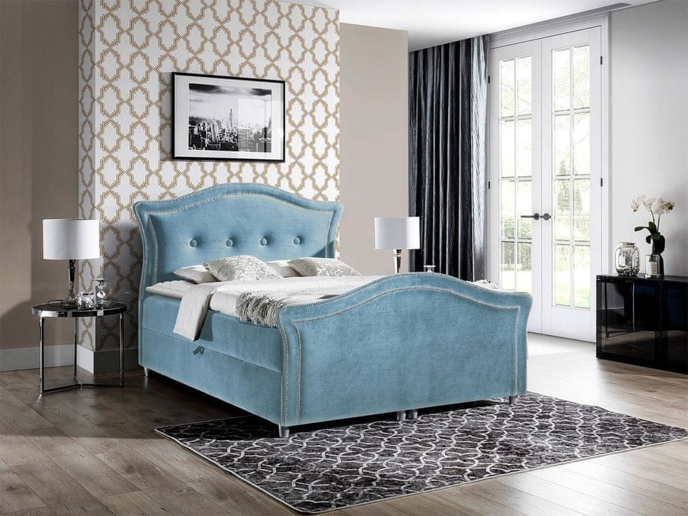 Veneti Kontinentálna manželská posteľ 200x200 VARIEL 2 - svetlá modrá + topper ZDARMA