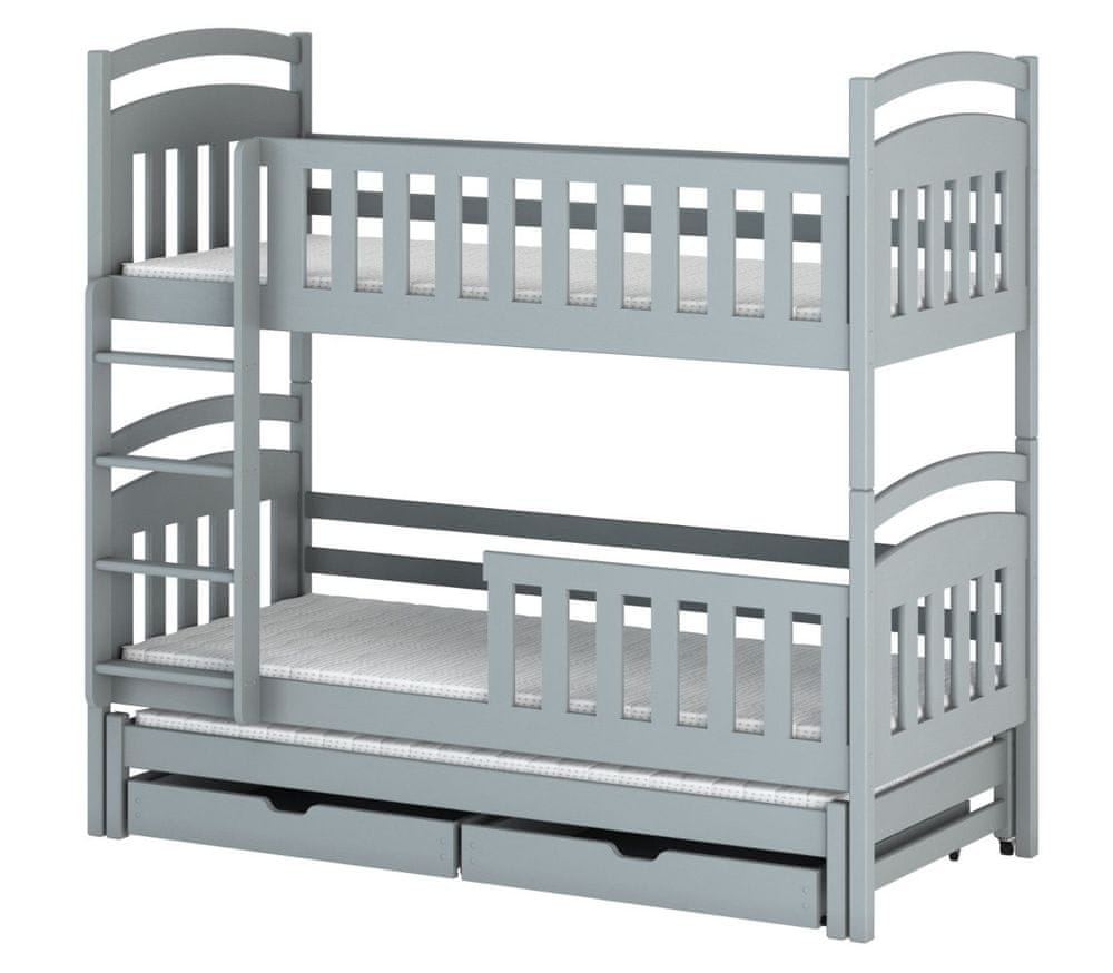 Veneti Poschodová posteľ so zásuvkami NEFELI - 80x200, šedá