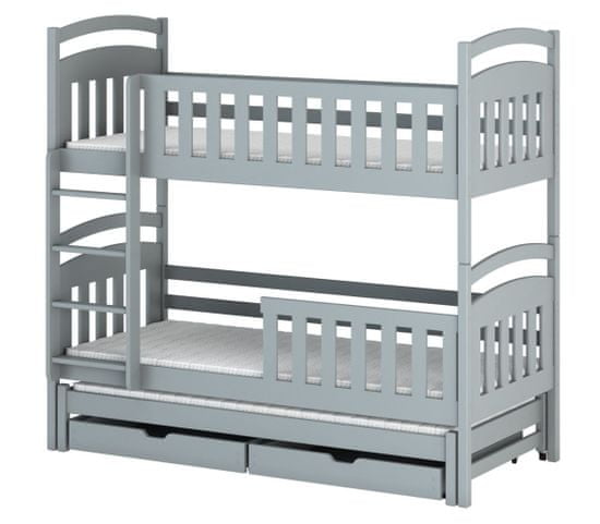 Veneti Poschodová posteľ so zásuvkami 80x180 NEFELI - svetlo šedá