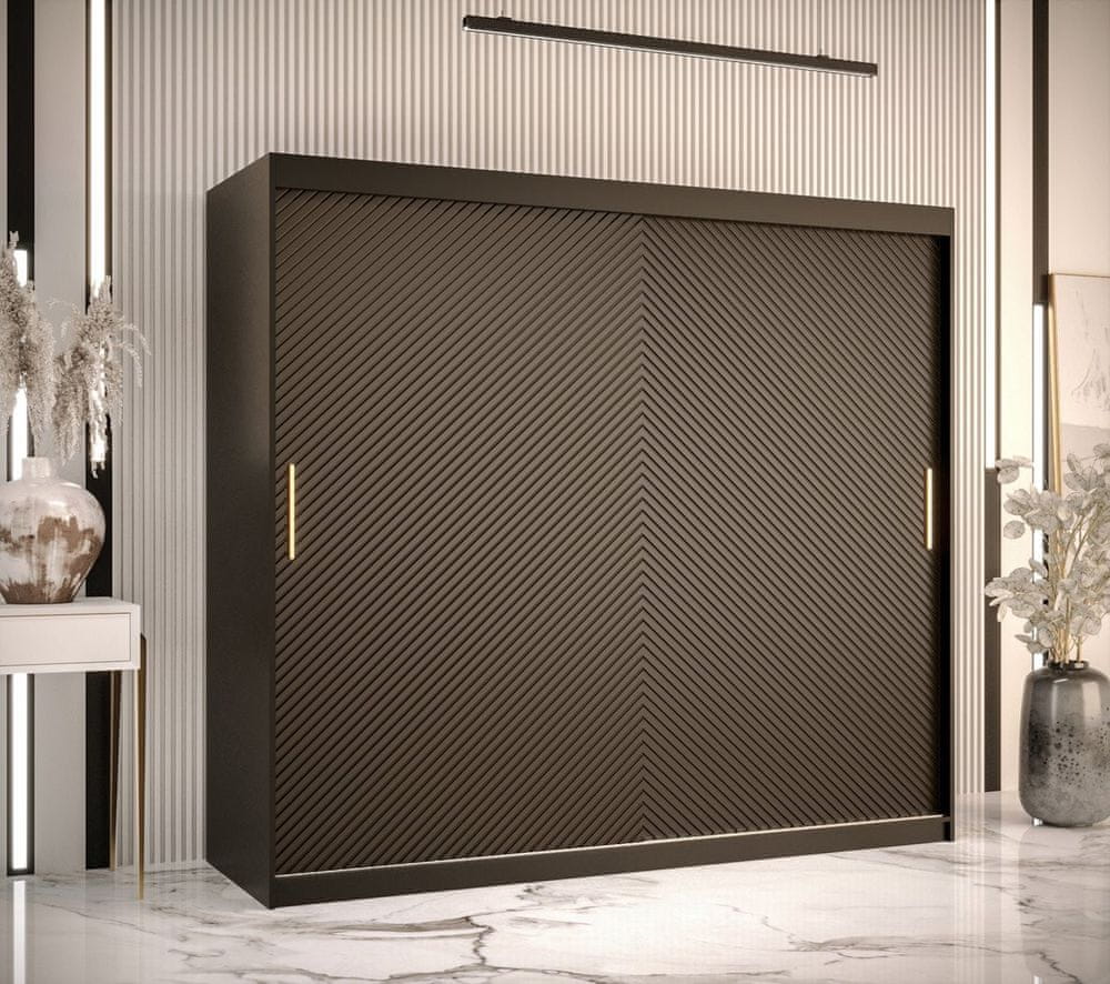 Veneti Skriňa s posuvnými dverami PAOLA - šírka 200 cm, čierna