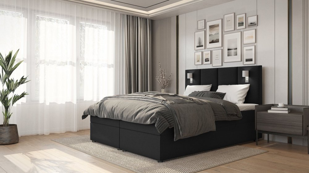 Veneti Americká posteľ ANDY - 200x200, čierna