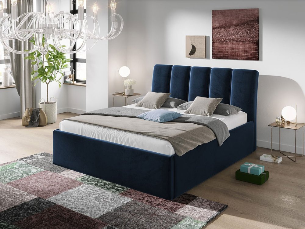 Veneti Čalúnená manželská posteľ 160x200 TRALEE - modrá