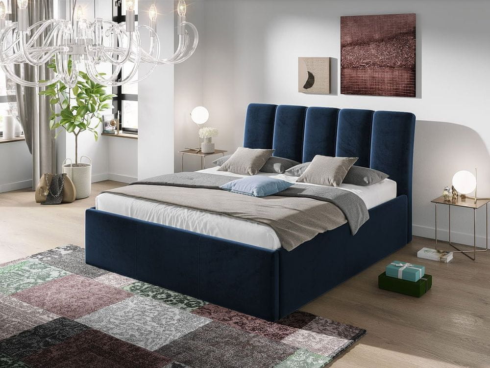Veneti Čalúnená manželská posteľ 180x200 TRALEE - modrá