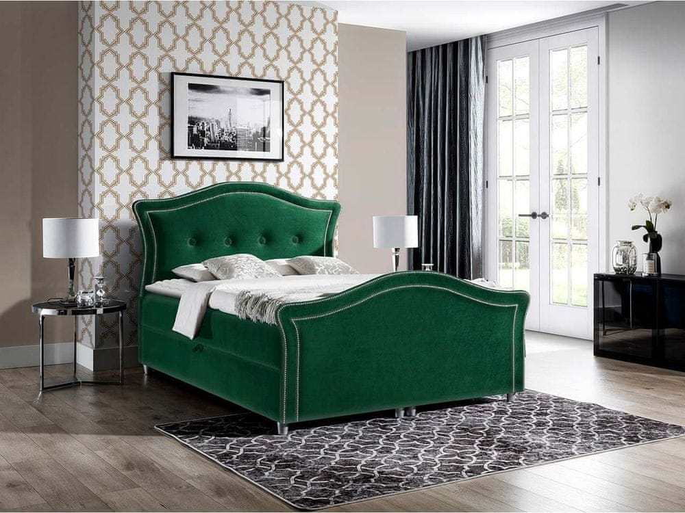 Veneti Kontinentálna manželská posteľ 160x200 VARIEL 2 - zelená + topper ZDARMA