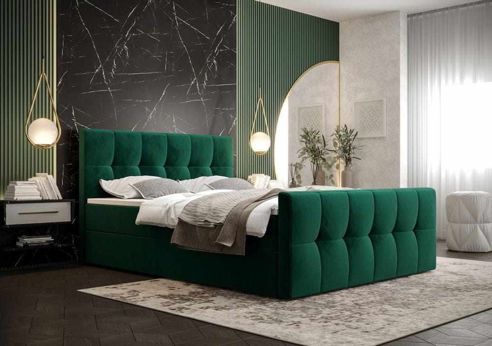 Veneti Elegantná manželská posteľ ELIONE - 180x200, zelená