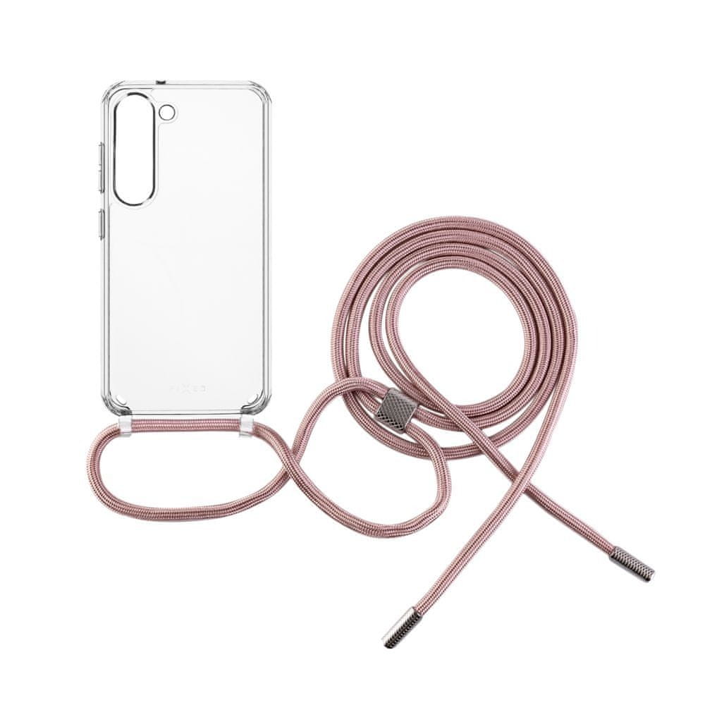 FIXED Puzdro Pure Neck s ružovou šnúrkou na krk pre Samsung Galaxy S23+ FIXPUN-1041-PI