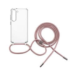 FIXED Pouzdro Pure Neck s ružovou šnúrkou na krk pre Samsung Galaxy S23 FIXPUN-1040-PI