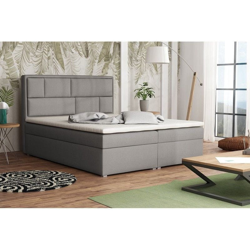Veneti Boxspringová manželská posteľ s úložným priestorom 140x200 IVENDORF 1 - šedá 2 + topper ZDARMA