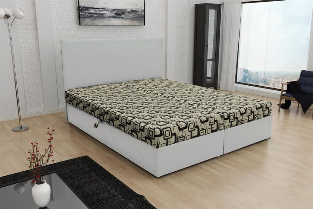 Veneti Odolná čalúnená posteľ s úložným priestorom DANIELA 180x200, biela + béžová