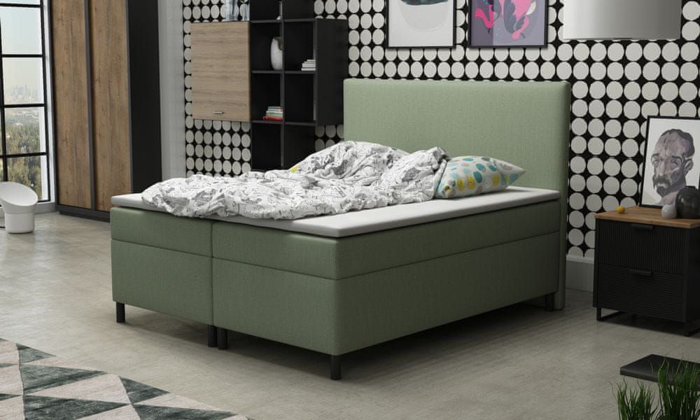 Veneti Čalúnená manželská posteľ 180x200 s nožičkami 12 cm MIRKA - zelená