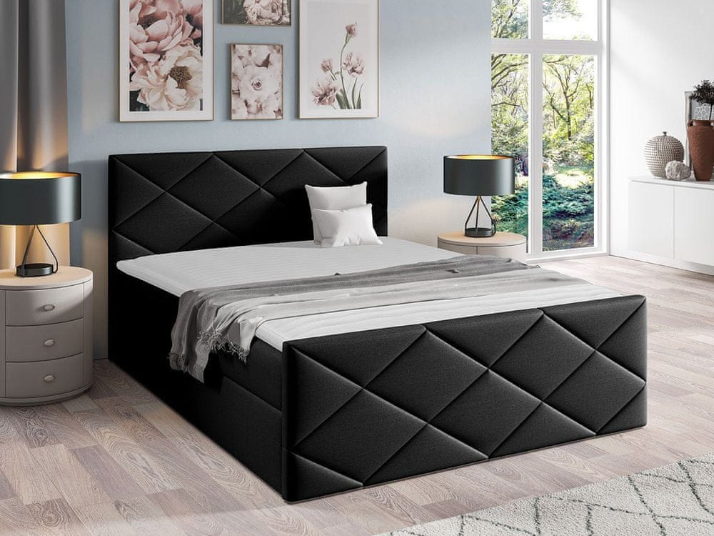 Veneti Kontinentálna manželská posteľ 180x200 MATIA - čierna + topper ZDARMA