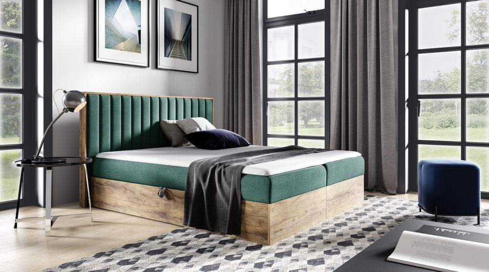 Veneti Boxspringová posteľ CHANTELLE 4 - 200x200, zelená + topper ZDARMA