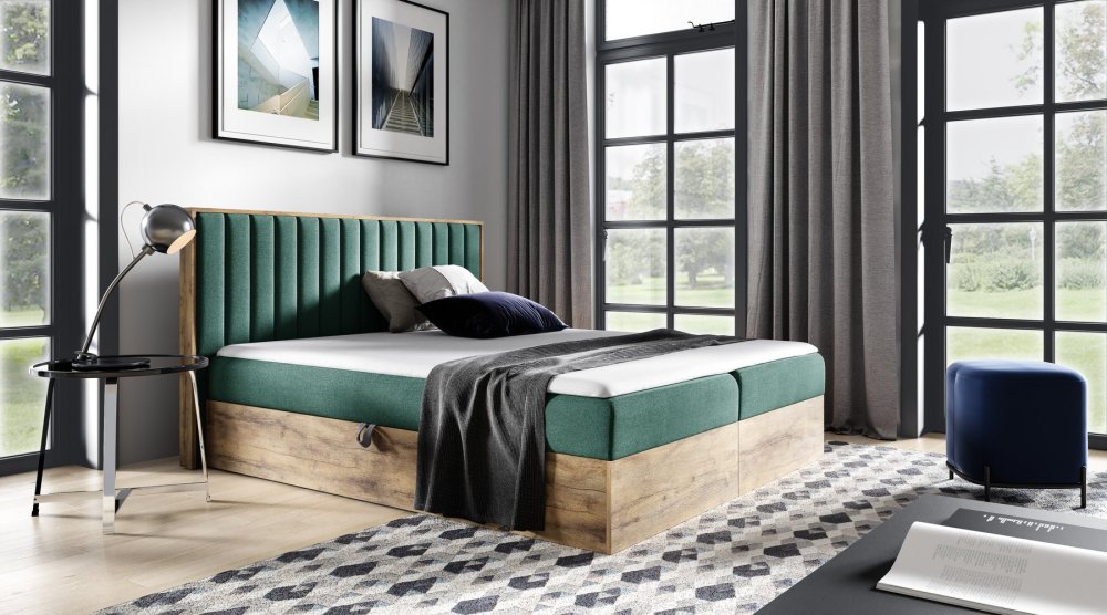Veneti Boxspringová posteľ CHANTELLE 4 - 120x200, zelená + topper ZDARMA