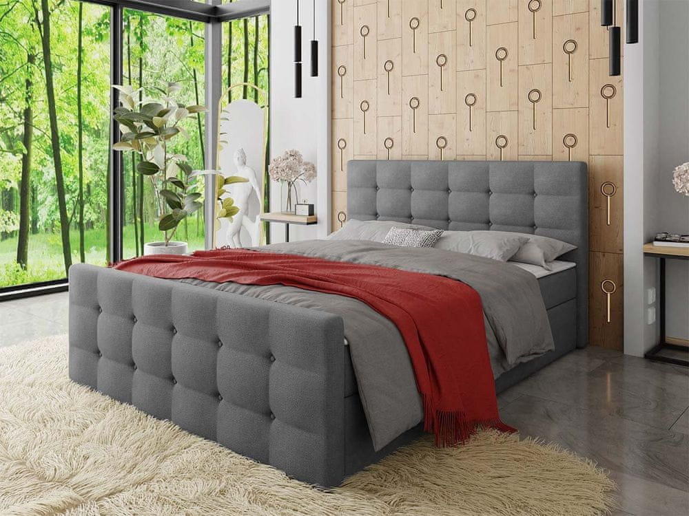 Veneti Americká čalúnená manželská posteľ 140x200 RANON 1 - šedá + topper ZDARMA