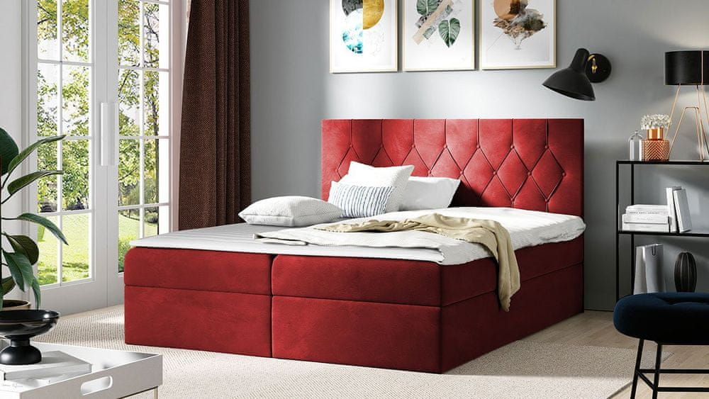 Veneti Americká jednolôžková posteľ 120x200 SENCE 1 - červená + topper ZDARMA