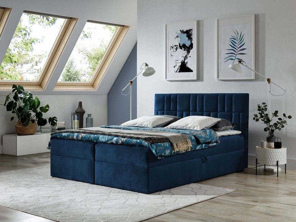 Veneti Americká manželská posteľ 180x200 TOMASA 3 - modrá + topper ZDARMA