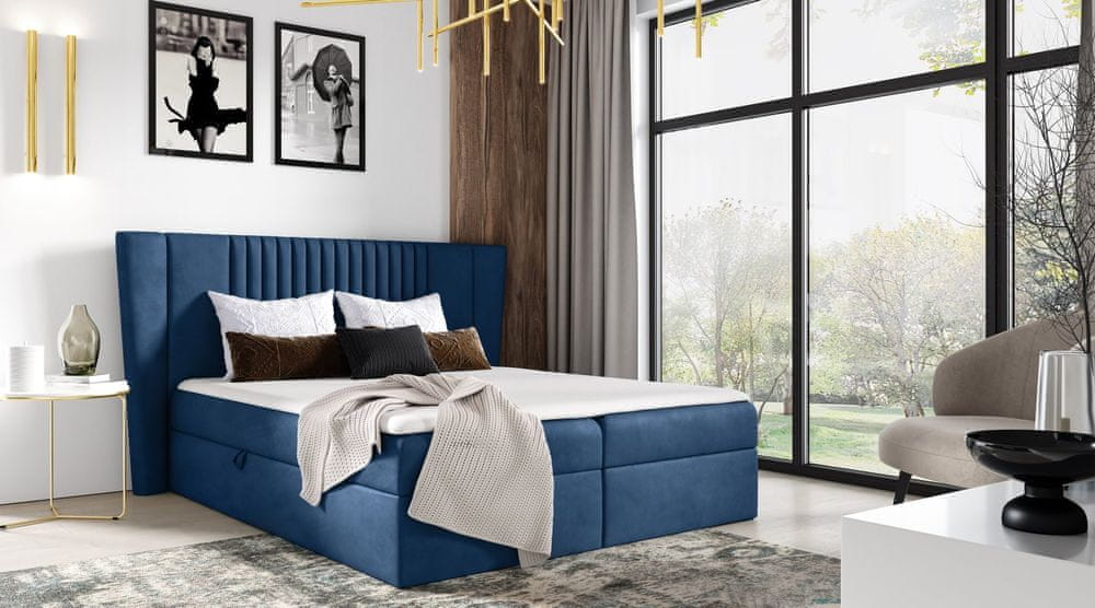 Veneti Čalúnená posteľ ZOJA - 120x200, modrá + topper ZDARMA