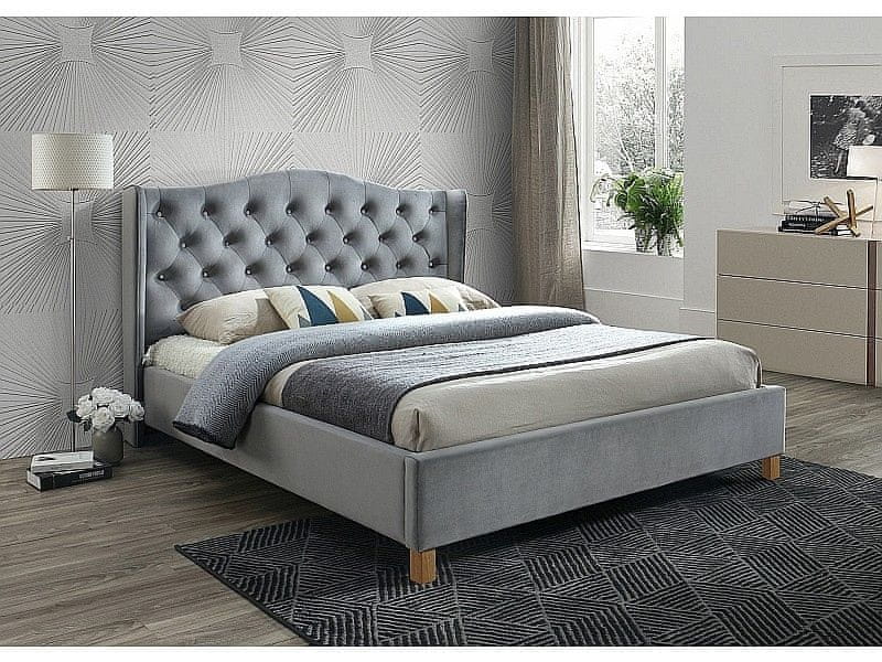 Veneti Čalúnená manželská posteľ LUDVINA 2- 160x200 cm, šedá