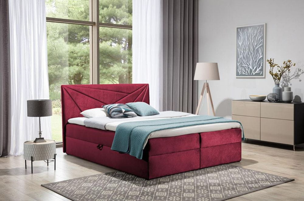 Veneti Boxspringová posteľ 120x200 IVANA 5 - červená + topper ZDARMA
