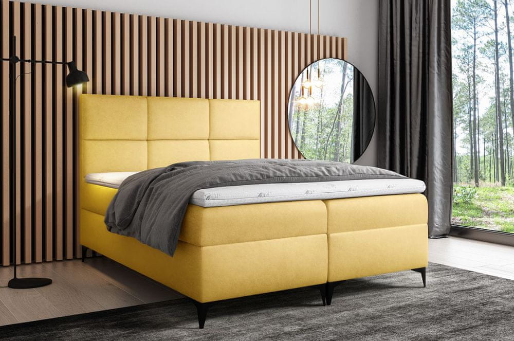 Veneti Dizajnová posteľ FIZA - 160x200, žltá + topper ZDARMA