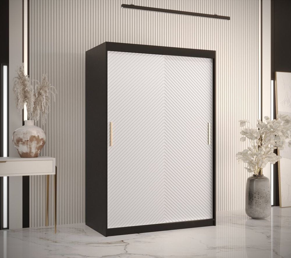 Veneti Skriňa s posuvnými dverami PAOLA - šírka 120 cm, čierna / biela