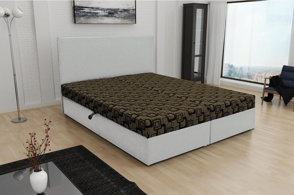 Veneti Odolná čalúnená posteľ s úložným priestorom DANIELA 180x200, biela + hnedá